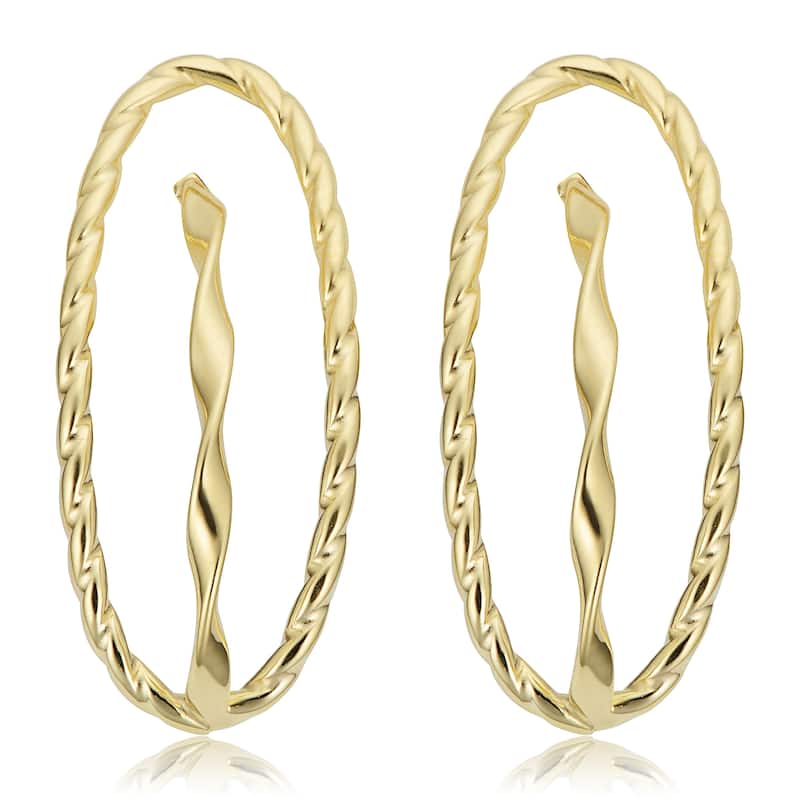 Fremada Italian 14k Yellow Gold Twisted Oval Earrings