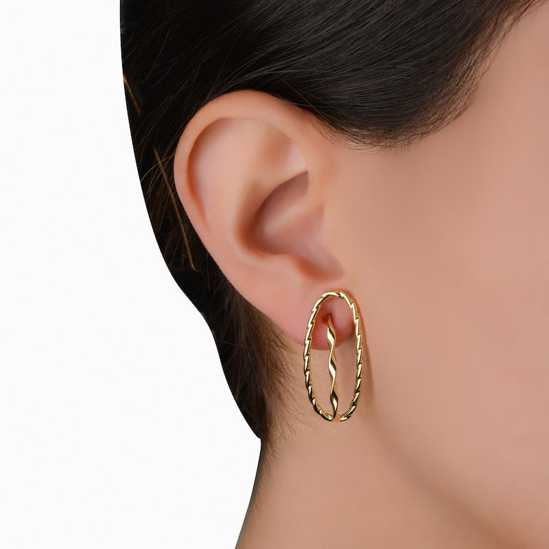 Fremada Italian 14k Yellow Gold Twisted Oval Earrings