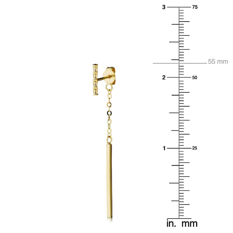Fremada Italian 14k Gold Bar Front Back Earrings