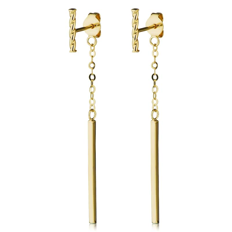 Fremada Italian 14k Gold Bar Front Back Earrings - Yellow