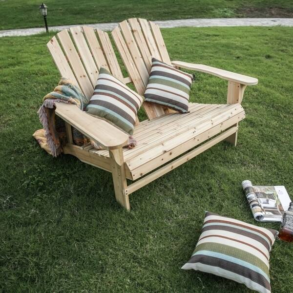 Patio Festival Wooden Double Adirondack Chair Sofa Wooden Double Adirondack Chair Sofa