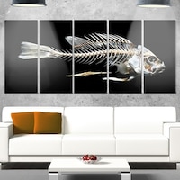 Designart Fish Skeleton Bone On Black Large Animal Metal Wall Designart Fish Skeleton Bone On Black Large Animal Metal Wall Art