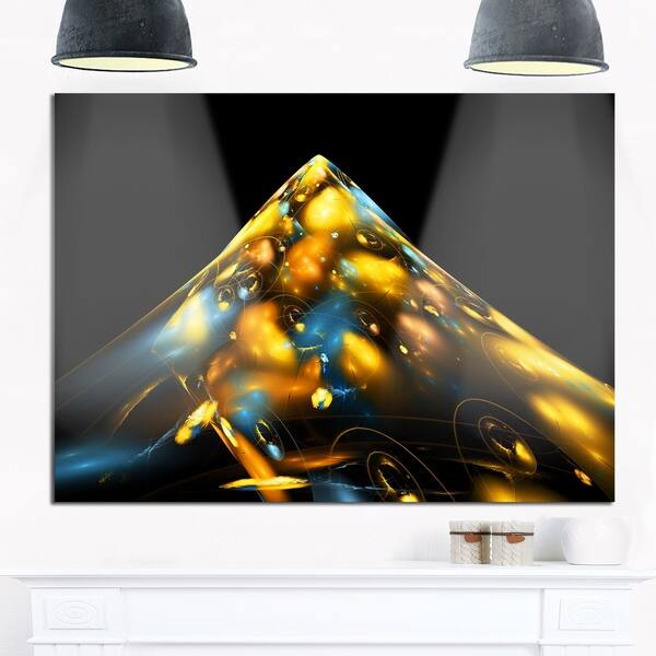 Fractal Golden Blue Structure Abstract Art Glossy Metal Wall Art Bed Bath And Beyond 19758376 