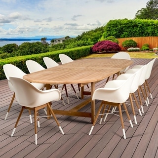 Amazonia Hawaii White 11 piece Extendable Rectangular Patio Dining Set