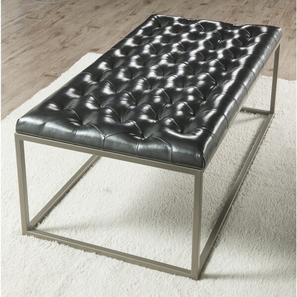 Shop Gentry Metallic Grey Upholstered Coffee Table Ottoman by Greyson