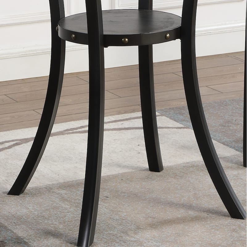 Roundhill Furniture Biony 36" Round Espresso Finish Bar Table Nail Head Trim