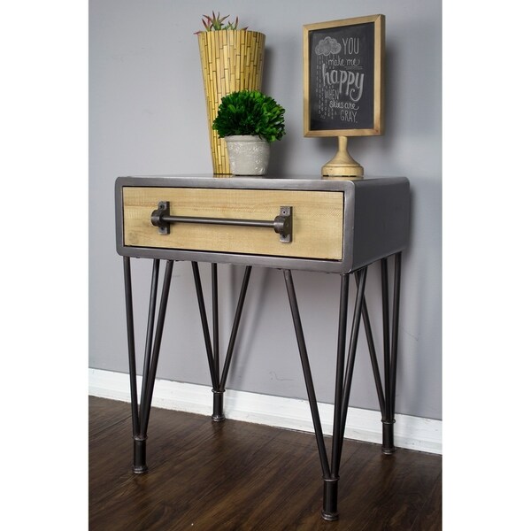 Shop Soho Mid Century Wood and Metal 1-Drawer End Table ...