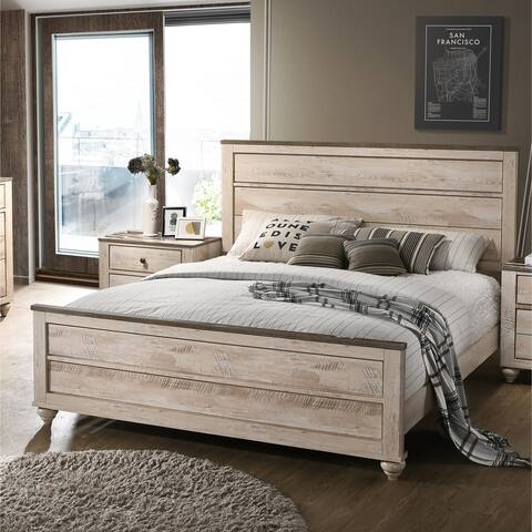 Roundhill Furniture Imerland Contemporary White Washed Panel Bed