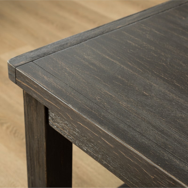 Roundhill Furniture Lotusville Antique Black Finish Rectangular Wood Dining Table
