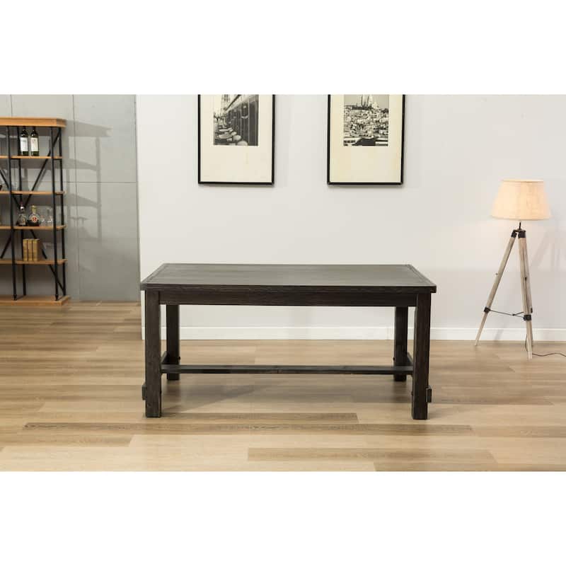 Roundhill Furniture Lotusville Antique Black Finish Rectangular Wood Dining Table
