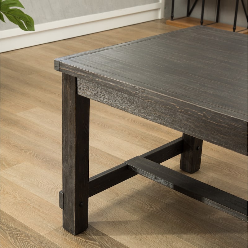 Roundhill Furniture Lotusville Antique Black Finish Rectangular Wood Dining Table