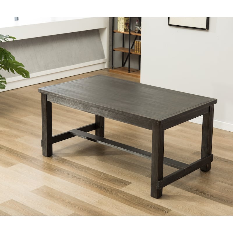 Roundhill Furniture Lotusville Antique Black Finish Rectangular Wood Dining Table