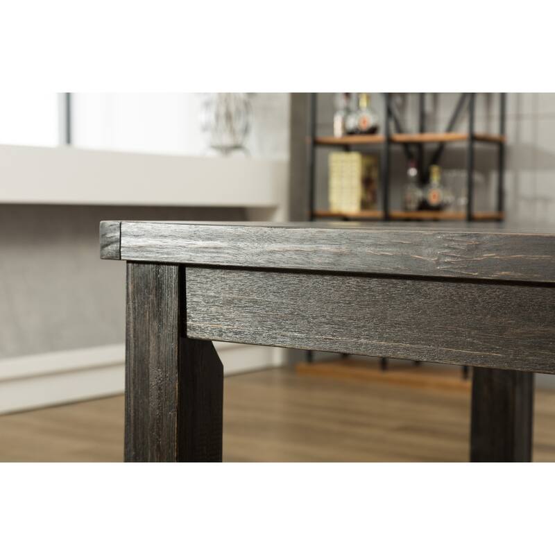Roundhill Furniture Lotusville Antique Black Finish Rectangular Wood Dining Table