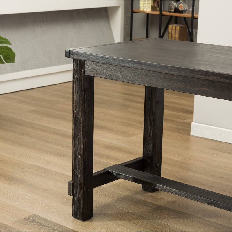 Roundhill Furniture Lotusville Antique Black Rectangular Wood Counter Height Dining Table