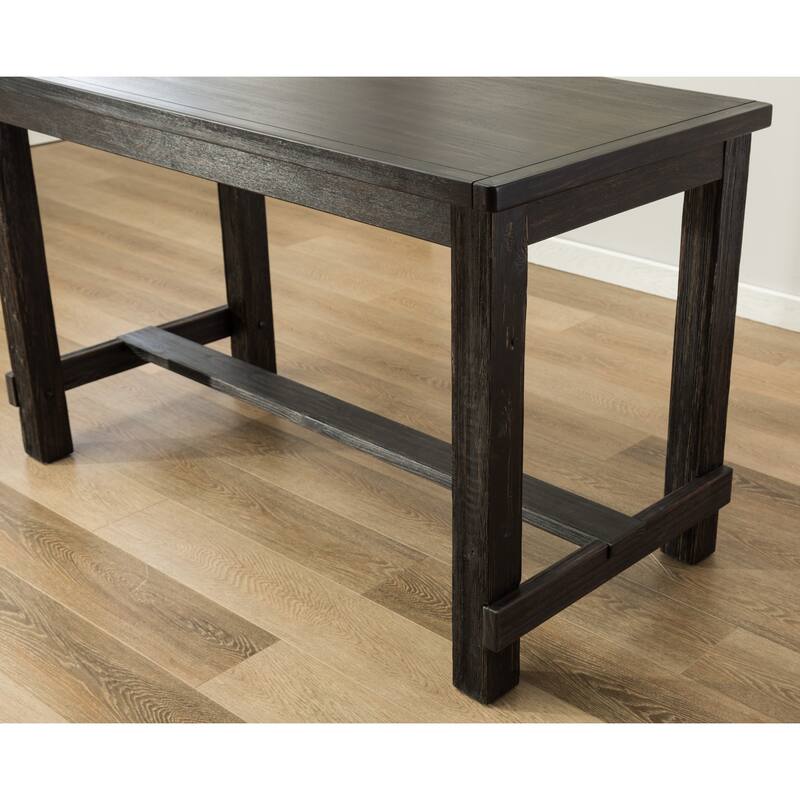 Roundhill Furniture Lotusville Antique Black Rectangular Wood Counter Height Dining Table