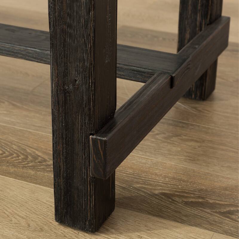 Roundhill Furniture Lotusville Antique Black Rectangular Wood Counter Height Dining Table