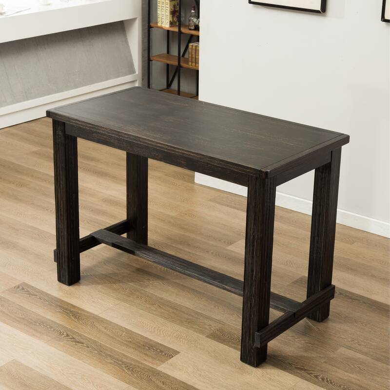 Roundhill Furniture Lotusville Antique Black Rectangular Wood Bar Height Dining Table - Black