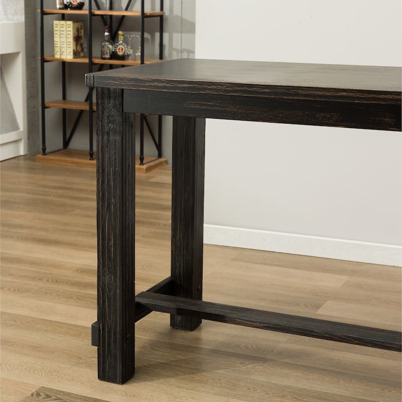 Roundhill Furniture Lotusville Antique Black Rectangular Wood Bar Height Dining Table