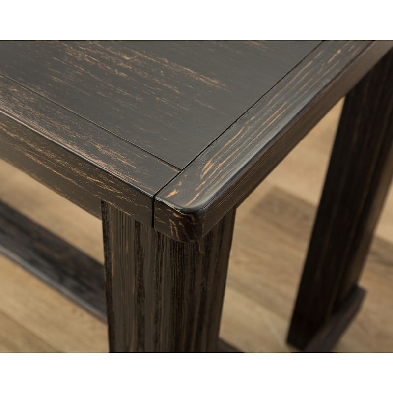 Roundhill Furniture Lotusville Antique Black Rectangular Wood Bar Height Dining Table