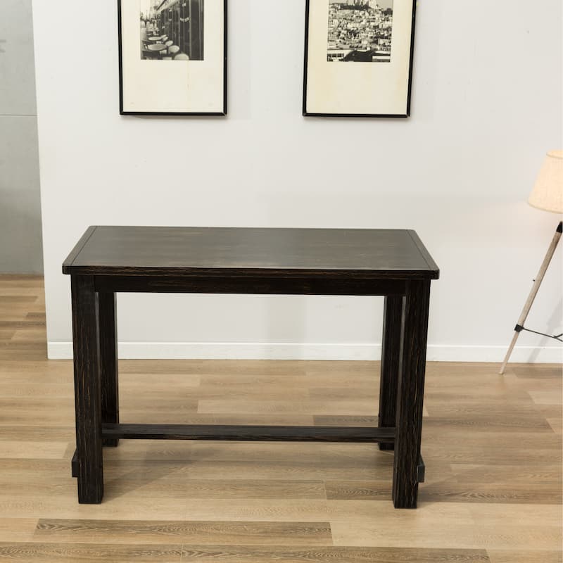 Roundhill Furniture Lotusville Antique Black Rectangular Wood Bar Height Dining Table