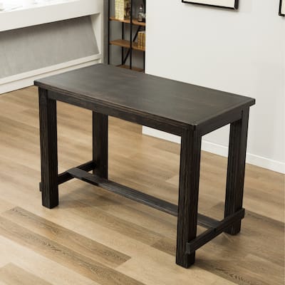 Roundhill Furniture Lotusville Antique Black Rectangular Wood Bar Height Dining Table