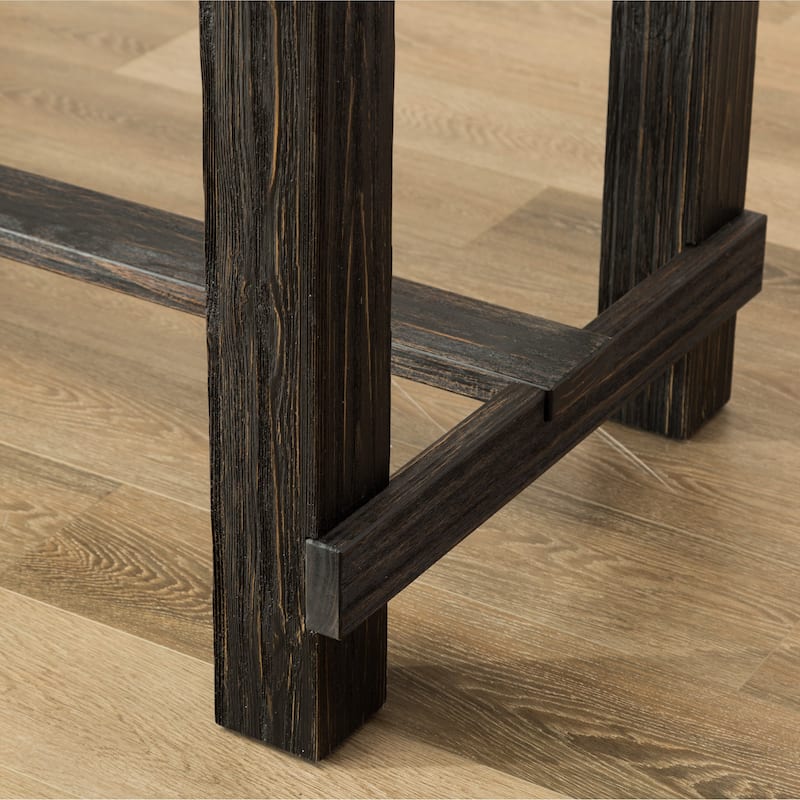 Roundhill Furniture Lotusville Antique Black Rectangular Wood Bar Height Dining Table