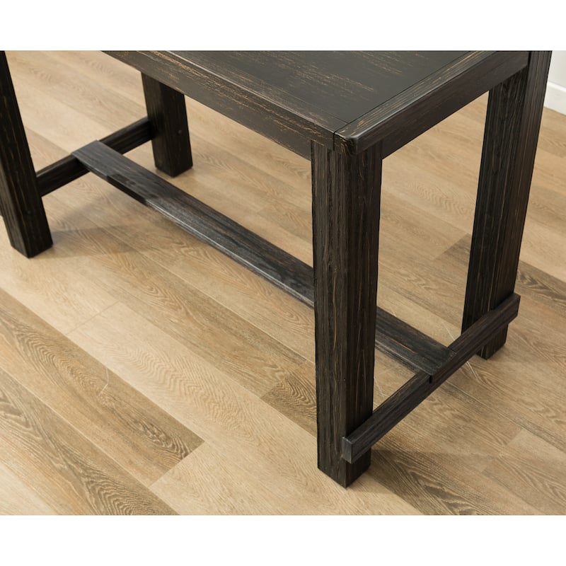 Roundhill Furniture Lotusville Antique Black Rectangular Wood Bar Height Dining Table