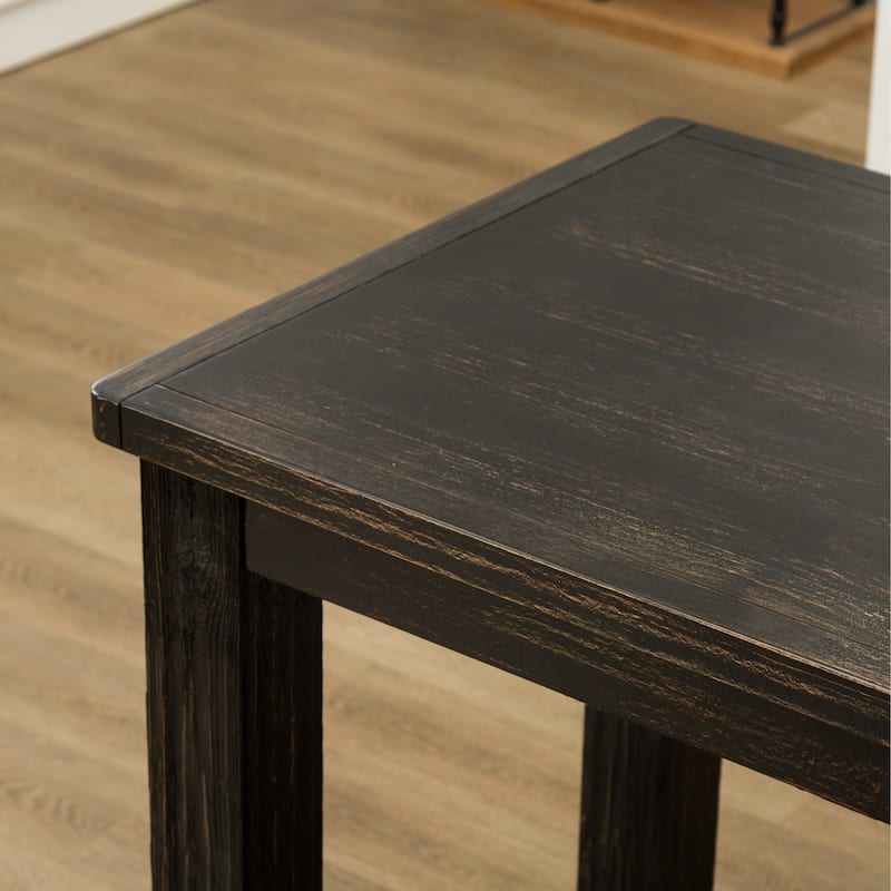 Roundhill Furniture Lotusville Antique Black Rectangular Wood Bar Height Dining Table