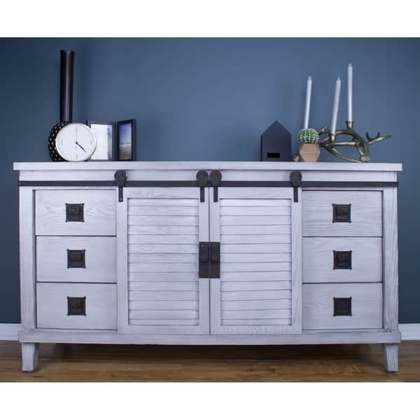 Shop Southport Grey Farmhouse Barndoor Wood And Metal Buffet