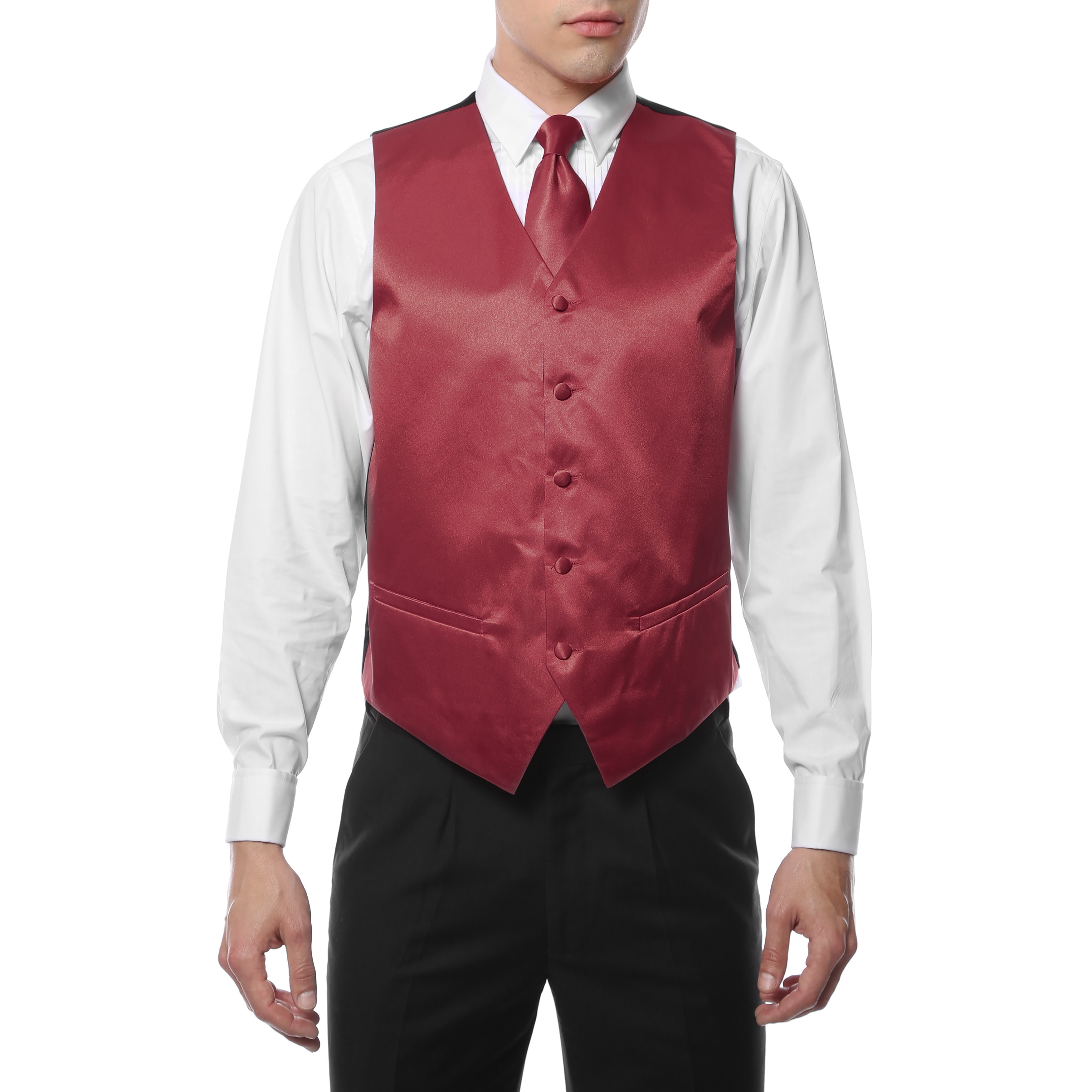 Ferrecci Mens 4 Piece Formal Solid Color Vest Set