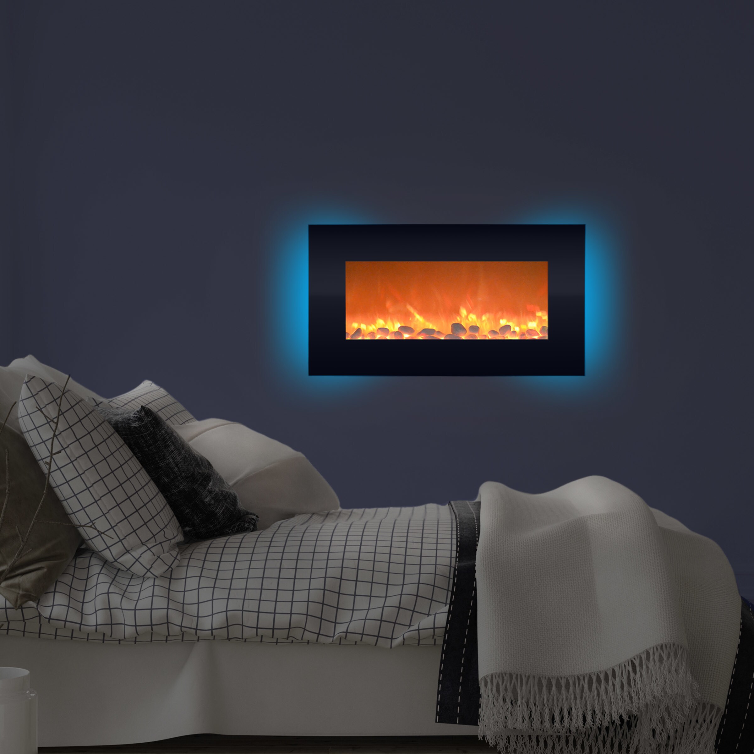 Electric Fireplace Wall Mounted With 13 Backlight Colors Adjustable Heat And Remote Control 31 Inch By Northwest Black