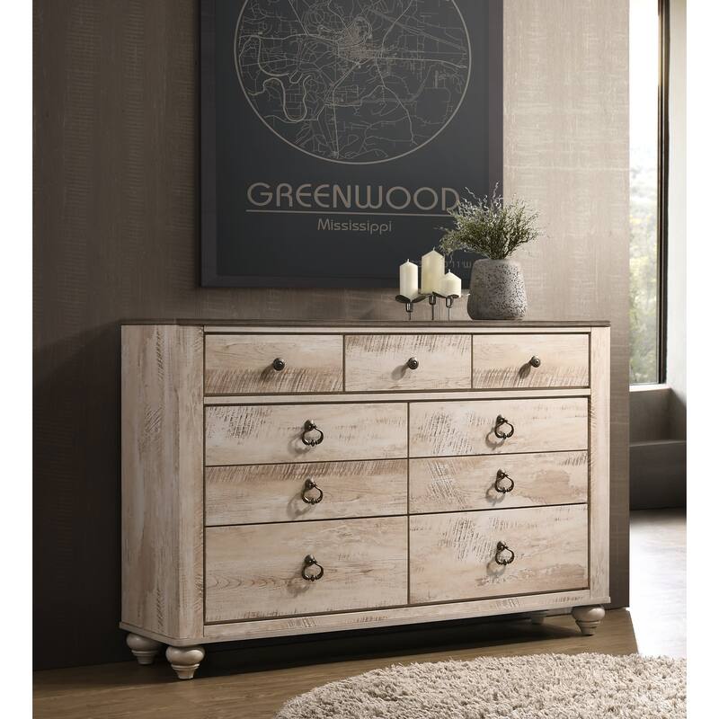 Roundhill Furniture Imerland Contemporary White Wash Finish 7-drawer Dresser