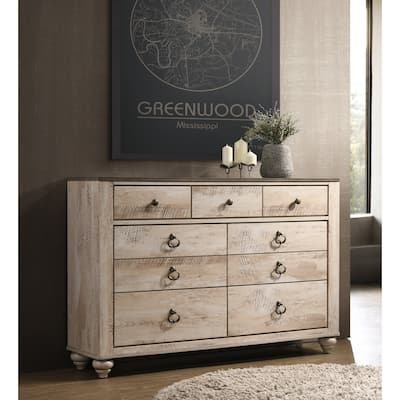 Roundhill Furniture Imerland Contemporary White Wash Finish 7-drawer Dresser