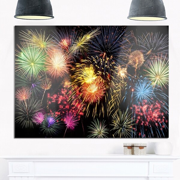 Shop Colorful Fireworks At Night Sky Skyscape Photo Glossy