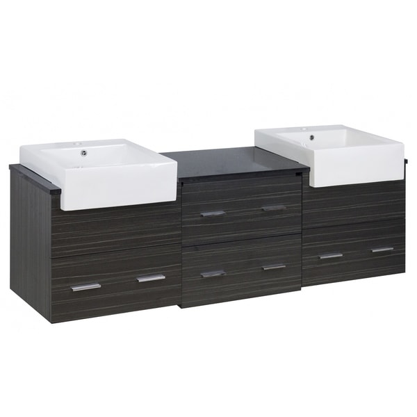 68.75-in. W X 18-in. D Modern Wall Mount Plywood-Melamine Vanity Base Set Only In Dawn Grey