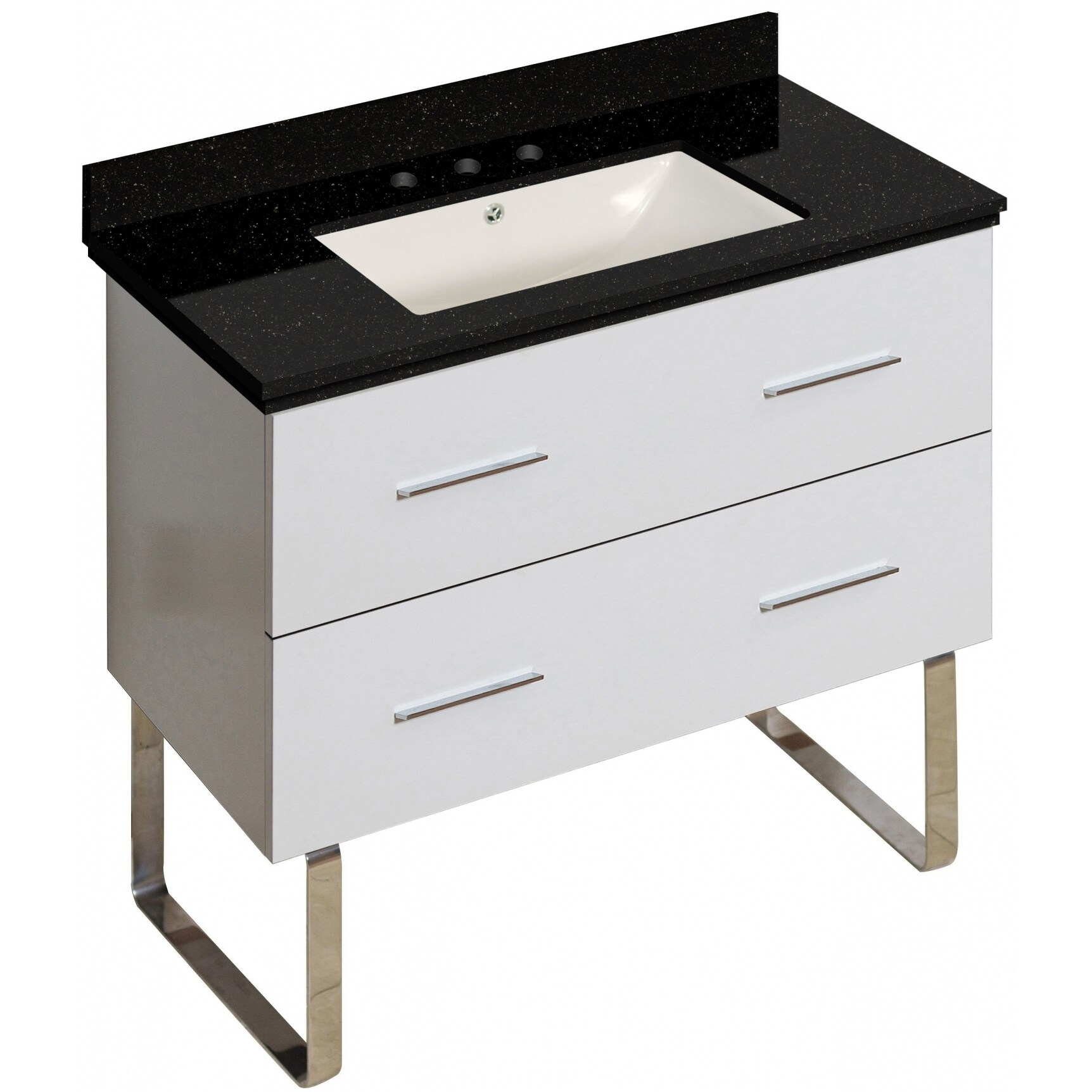 36-in. W Floor Mount White Vanity Set For 3H8-in. Drilling Black