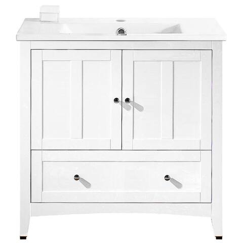 35.5-in. W Floor Mount White Vanity Set For 1 Hole Drilling