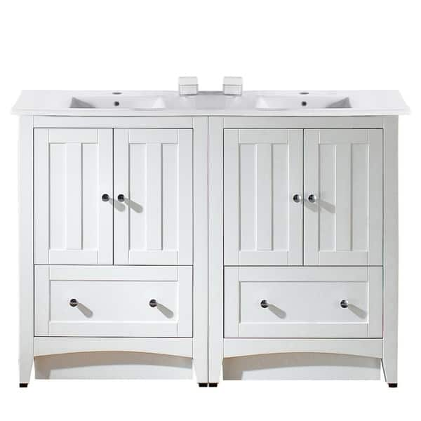 American Imaginations 48-in. W Floor Mount White Vanity Set for 1 Hole Drilling