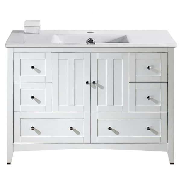 American Imaginations 48-in. W Floor Mount White Vanity Set for 1 Hole Drilling