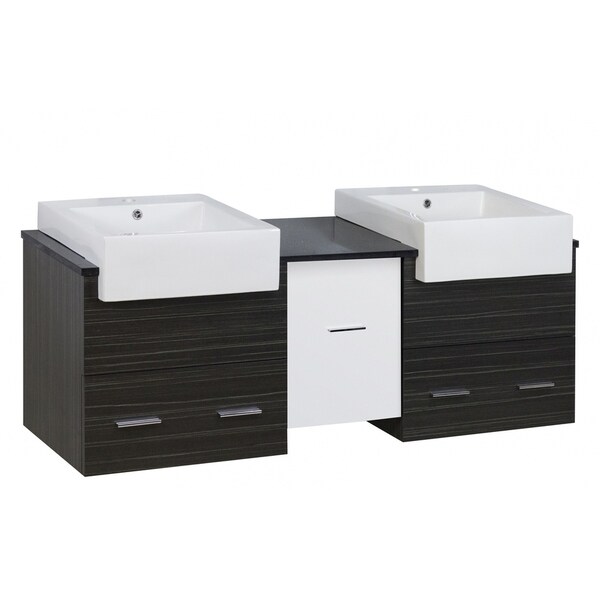 59.5-in. W Wall Mount Dawn Grey Vanity Set For 1 Hole Drilling Black Galaxy Top