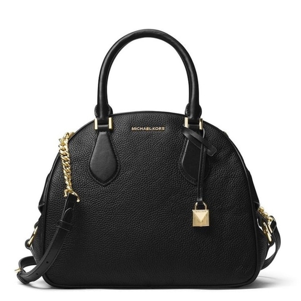 Shop Michael Kors Briar Large Top Zip Bowling Bag Black 30F7GB0S7L