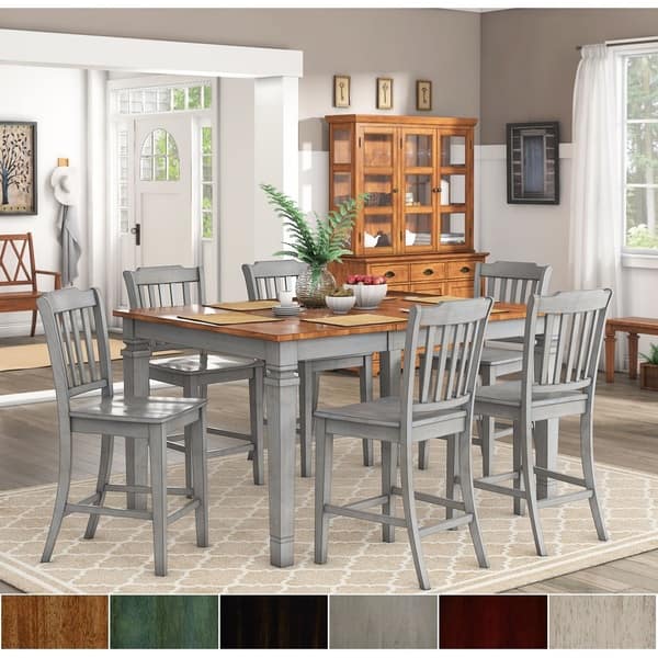 slide 2 of 22, Elena Antique Grey Extendable Counter Height Dining Set - Slat Back by iNSPIRE Q Classic