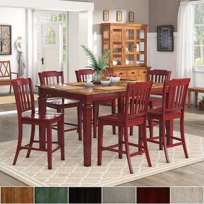 Elena Berry Red Extendable Counter Height Dining Set - Slat Back by iNSPIRE Q Classic