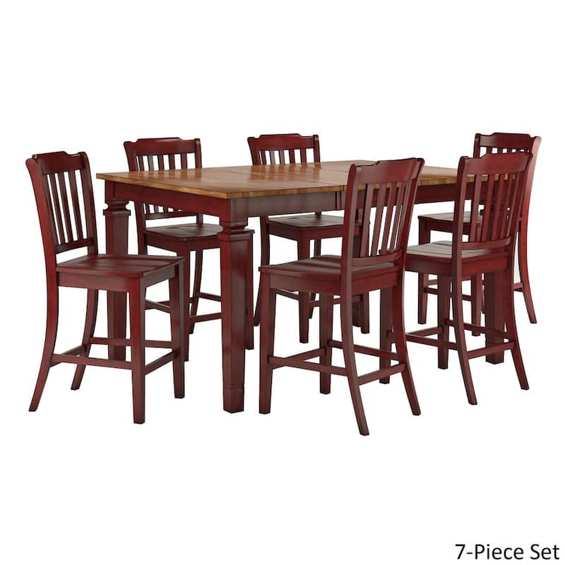 Elena Berry Red Extendable Counter Height Dining Set - Slat Back by iNSPIRE Q Classic