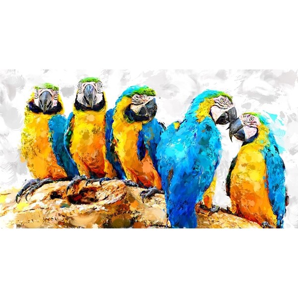 Desgin Art 'Parrot Party' Canvas Art Print - 40x20 Inches