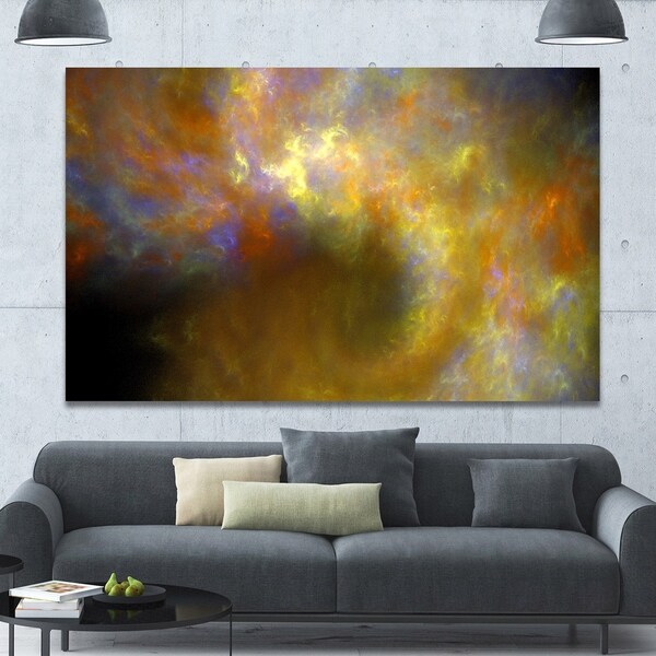 Designart 'Blur Yellow Sky with Stars'Extra Large Abstract Canvas Art Print