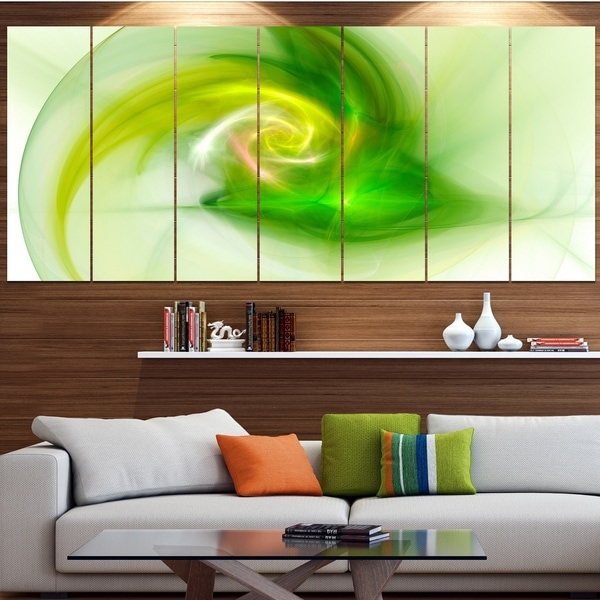 Designart 'Bright Green Fractal Illustration' Abstract Canvas Wall Art