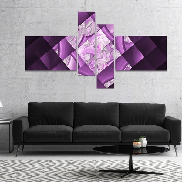Designart 'Purple Pixel Field of Squares' Abstract Wall Art Canvas