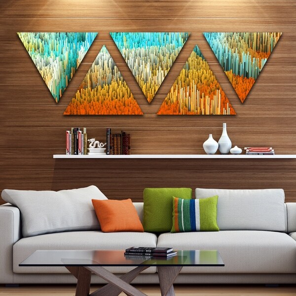 Designart 'Macro Render Structure Yellow Orange' Canvas Art Print - Triangle 5 Panels