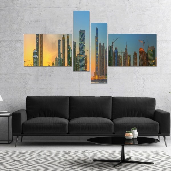Designart 'Business Bay and Downtown Dubai' Cityscape Canvas Art Print